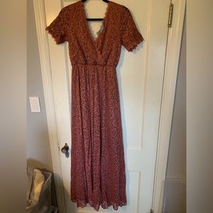 Baltic Born Floral Lace Maxi Dress in Brown